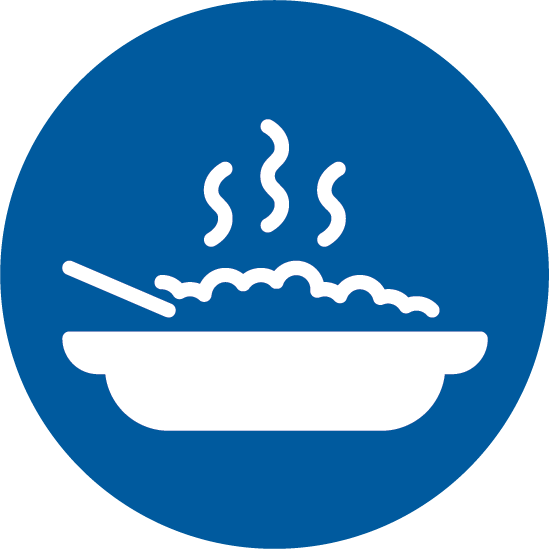 Icon of a plate of hot food.